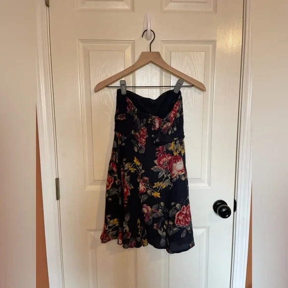 Lulus Strapless Navy Floral Mini Dress Size XS - Picture 12 of 14